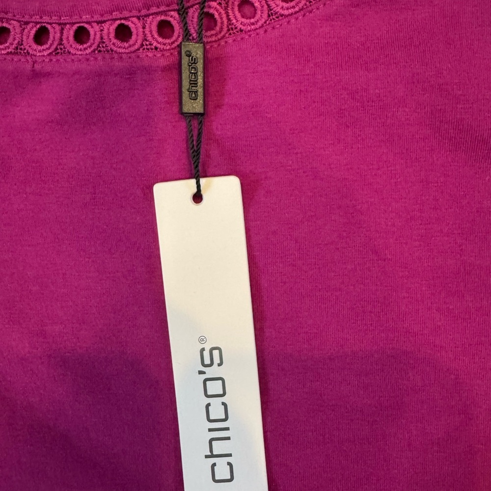 Chico's NWT Eyelet Puff Sleeve Tee - Picture 3 of 10